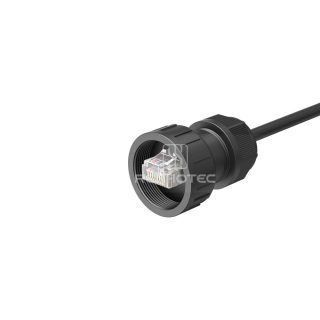 RHT-620-1023 Waterproof IP67 RJ45 8P8C Straight Male Threaded Overmolded Cable Plug