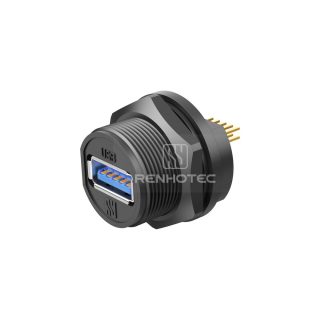 13/16"-28UNS USB3.0 Female Back Mount Receptacle