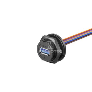 1"-20UNS USB3.0 Rear Fastened Quick Lock Receptacle with Wires