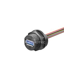 13/16"-28UNS USB3.0 Rear Fastened Quick Lock Receptacle with Wires