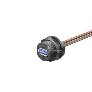 13/16"-28UNS USB3.0 Rear Fastened Quick Lock Receptacle with Wires