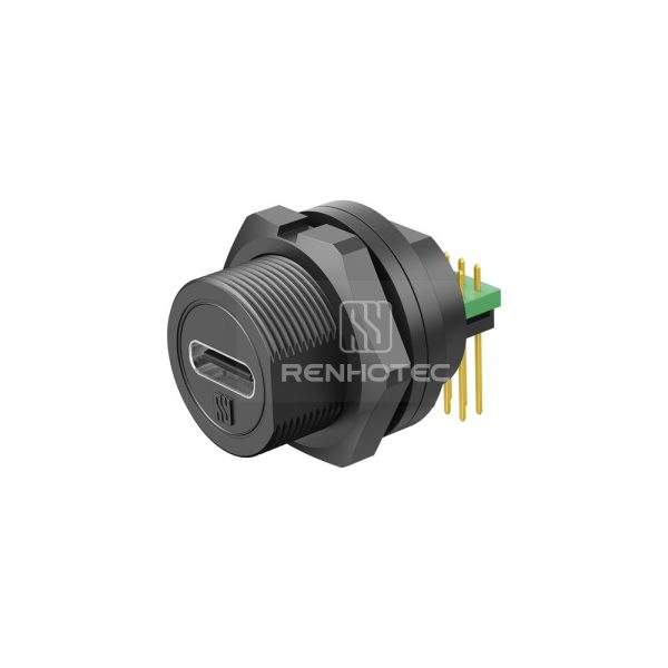 Type C Back Mount 90 Degree PCB Female Receptacle