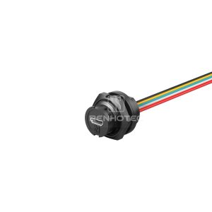 Micro USB Back Mount Bayonet Connection Female Receptacle with Wires