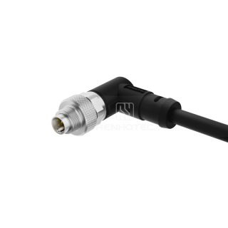 M9 Male Overmolded Cable Assembly, Single-ended, Unshielded, Angled