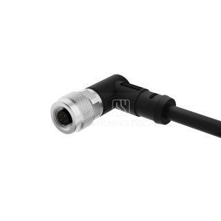 M9 Female Overmolded Cable Assembly, Single-ended, Unshielded, Angled