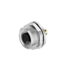 M9 Female Panel Mount Connector with Wires, Front Fastened, Unshielded, Straight