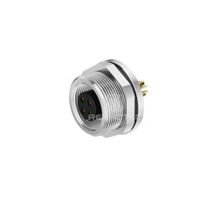 M9 Female Panel Mount Connector with Wires, Front Fastened, Unshielded, Straight