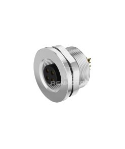 M9 Female Panel Mount Connector with Wires, Rear Fastened, Unshielded, Straight