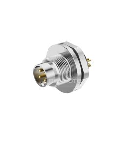 M9 Male Panel Mount Connector with Wires, Rear Fastened, Unshielded, Straight