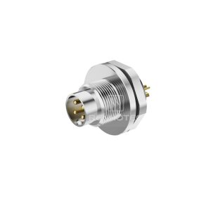 M9 Male Panel Mount Connector with Wires, Rear Fastened, Unshielded, Straight