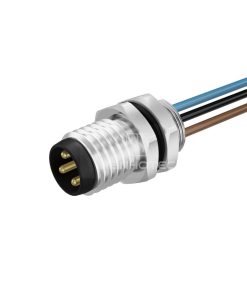 M8 Male Panel Mount Cable Assembly, Rear Fastened, Unshielded, Straight