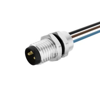 M8 Male Panel Mount Cable Assembly, Front Fastened, Unshielded, Straight