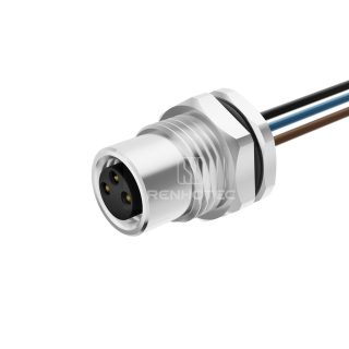 M8 Female Panel Mount Cable Assembly, Front Fastened, Unshielded, Straight