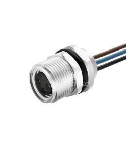 M8 Female Panel Mount Cable Assembly, Front Fastened, Unshielded, Straight, M10x0.75