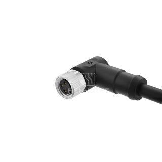 M8 Female Overmolded Cable, Single-ended, Unshielded, Angled