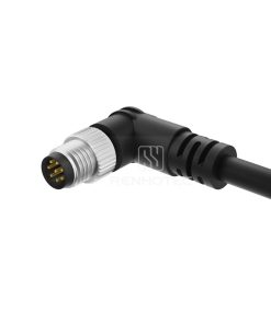 M8 Male Overolded Cable, Single-ended, Shielded, Angled