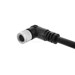 M8 Female Overmolded Cable, Single-ended, Shielded, Angled