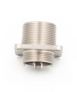 Alternative view of 2PM series, size 14, 4-pin flange male connector, sealed type, nickel-plated pins, threaded back end