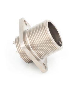 Alternative view of 2PM series, size 18, 4-pin flange male connector, sealed type, nickel-plated pins, threaded back end
