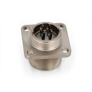 2РМГД18Б4Ш5Е2 2PM Russian Connector Shell Size 18 4 Pin Flange Male Socket, Sealed Type, Threaded Back End