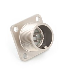 Alternative view of 2PM series, size 18, 4-pin flange male connector with non-shielded straight back shell, sealed type, nickel-plated pins