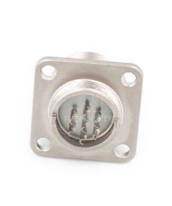 Alternative view of 2PM series, size 18, 7-pin flange male connector, sealed type, nickel-plated pins, threaded back end