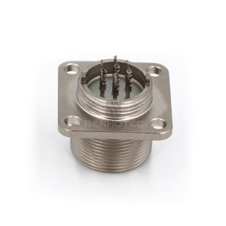 2РМГ18Б7Ш1Е2 2PM Russian Connector Shell Size 18 7 Pin Flange Male Socket, Sealed Type, Threaded Back End