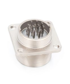 2PM series, size 22, 10-pin flange male connector, sealed type, nickel-plated pins, threaded back end
