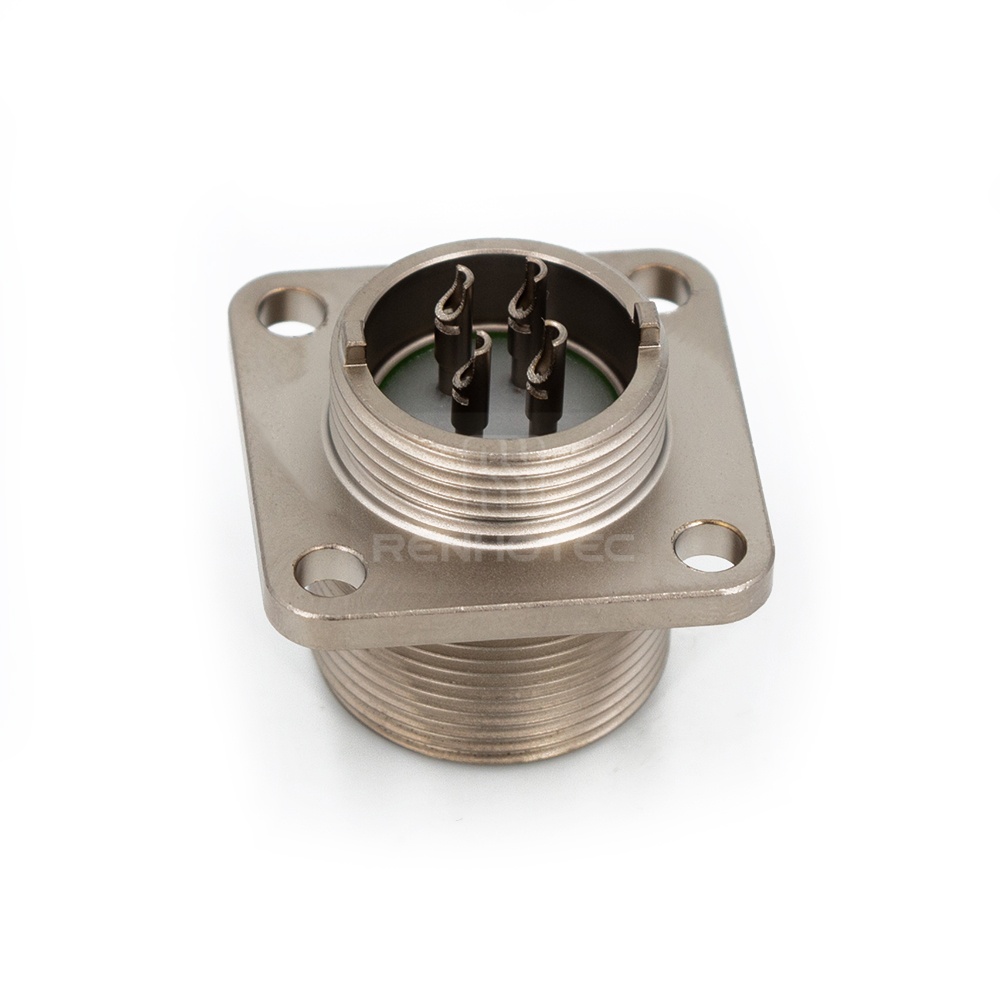 2РМГ22Б4Ш3Е2 2PM Russian Connector Shell Size 22 4 Pin Flange Male Socket, Sealed Type, Threaded Back End