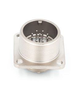 2PM series, size 24, 10-pin flange male connector with non-shielded straight back shell, sealed type, nickel-plated pins