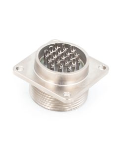 2PM series, size 24, 19-pin flange male connector, sealed type, nickel-plated pins, threaded back end