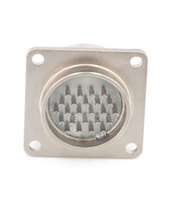 Alternative view of 2PM series, size 30, 24-pin flange male connector, sealed type, nickel-plated pins, threaded back end