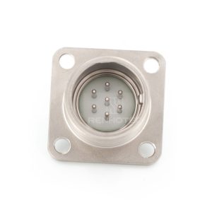 2PM series, size 27, 7-pin flange male connector, sealed type, nickel-plated pins, non-threaded back end