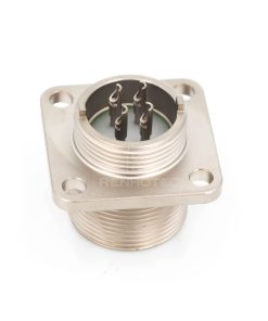2PM series, size 14, 4-pin flange male connector, sealed type, nickel-plated pins, threaded back end