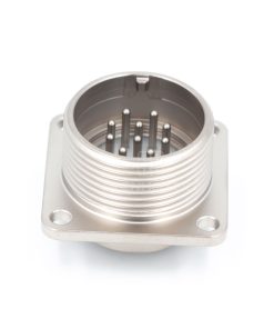 2PM series, size 22, 10-pin flange male connector, sealed type, nickel-plated pins, non-threaded back end