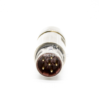 Alternative view of M23/923  Male Power Connector Crimp Type for Cable Shield Straight
