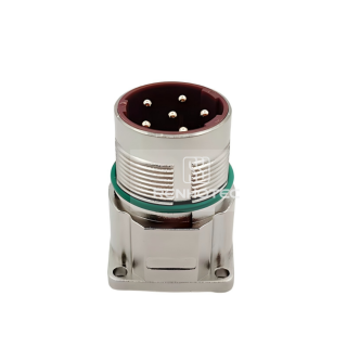Alternative view of M23/923  Male Power Connector 4 Hole Flange Mount Receptacle Crimp Contacts