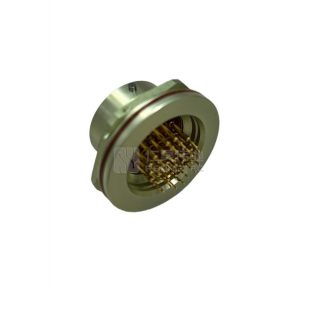Alternative view of OHS series bayonet ultra-small connector shell size 22 32 pin male bulkhead socket, PCB terminal