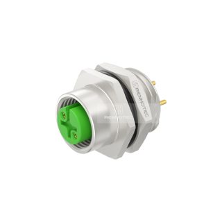 M12 Female Rear-Lock M16 Panel Mount Receptacle, Zinc Alloy, Solder Cup