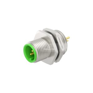 M12 Panel Mount Connectors Male Rear-Fastened PG9 Receptacle, Zinc Alloy, PCB Solder