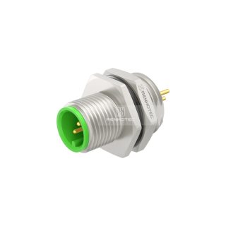M12 Panel Mount Connectors Male Rear-Lock M16 Receptacle, Zinc Alloy, PCB Solder