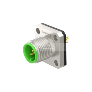 M12 Panel Mount Connectors Male Four-Flange Receptacle, Zinc Alloy, Solder Cup