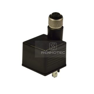 Type A Solenoid Valve Connector With Male Contacts, 2+PE, No Protection Circuit，With M12 Female Connector