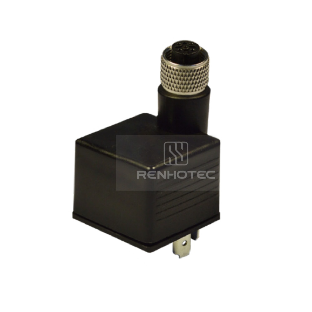 Type A Solenoid Valve Connector With Male Contacts, 2+PE, No Protection Circuit,With M12 Female Connector