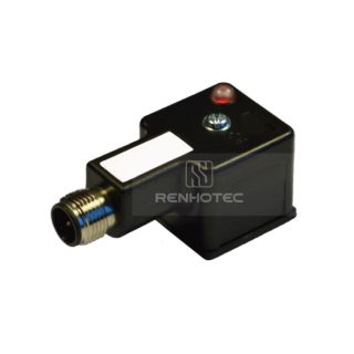 Type A Solenoid Valve Connector, 2+2PE, With Bipolar Led + Varistor，With M12 Male Connector