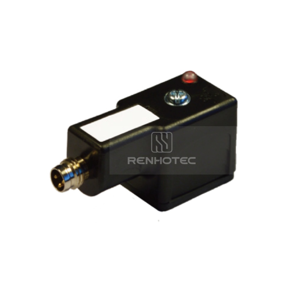 Type B Industrial Solenoid Valve Connector, 2+2PE, With Bipolar Led + Varistor,With M8 Male Connector