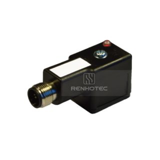 Type B Industrial Solenoid Valve Connector, 2+2PE, With Bipolar Led + Varistor，With M12 Male Connector