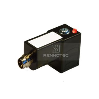 Type C Industrial Solenoid Valve Connector, 2+2PE, With Led + Diode，With M8 Male Connector
