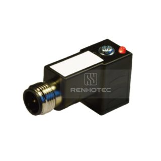 Type C Industrial Solenoid Valve Connector, 2+2PE, With Bipolar Led + Varistor，With M12 Male Connector