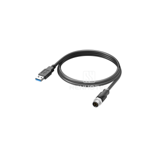 M12 Male to USB2.0 Overmolded Cable Shielded Straight PVC/PUR
